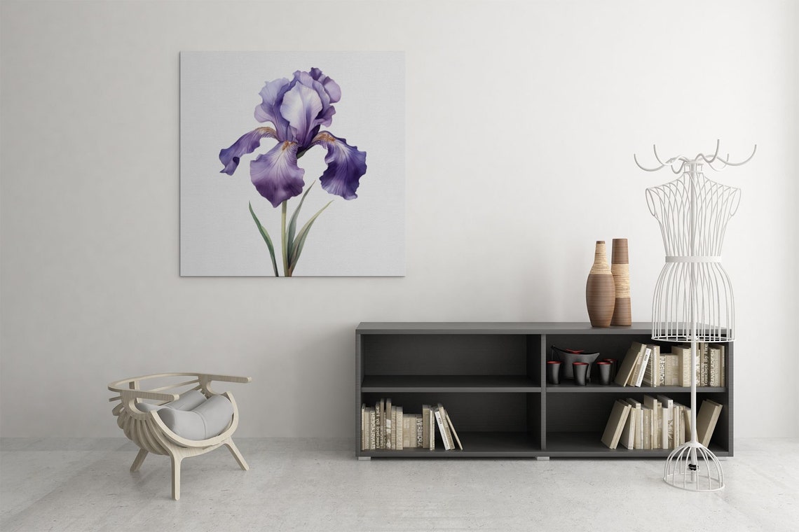 Violet Blue Iris Single Bloom Watercolour Botanical Flower Poster - Image 6