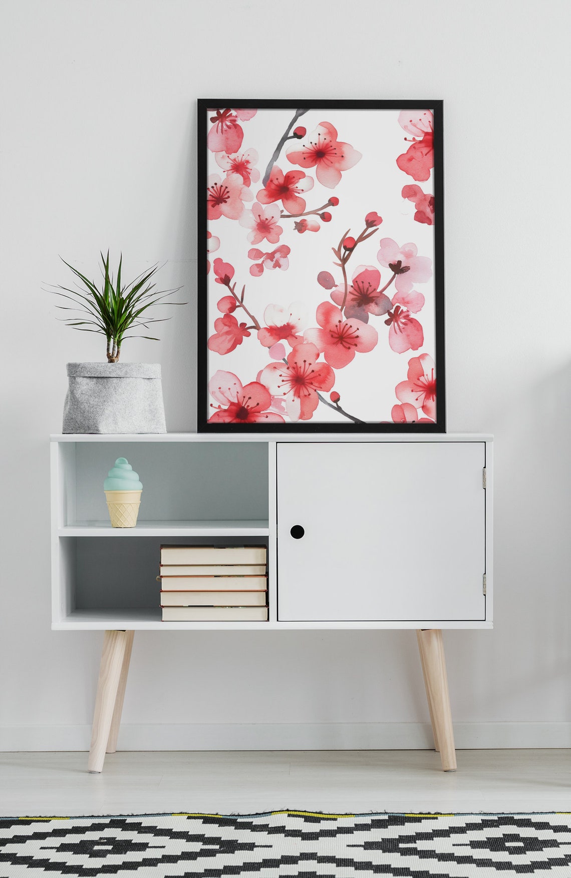 Pink Cherry Blossom Branches Soft Watercolor Floral Botanical Poster - Image 5