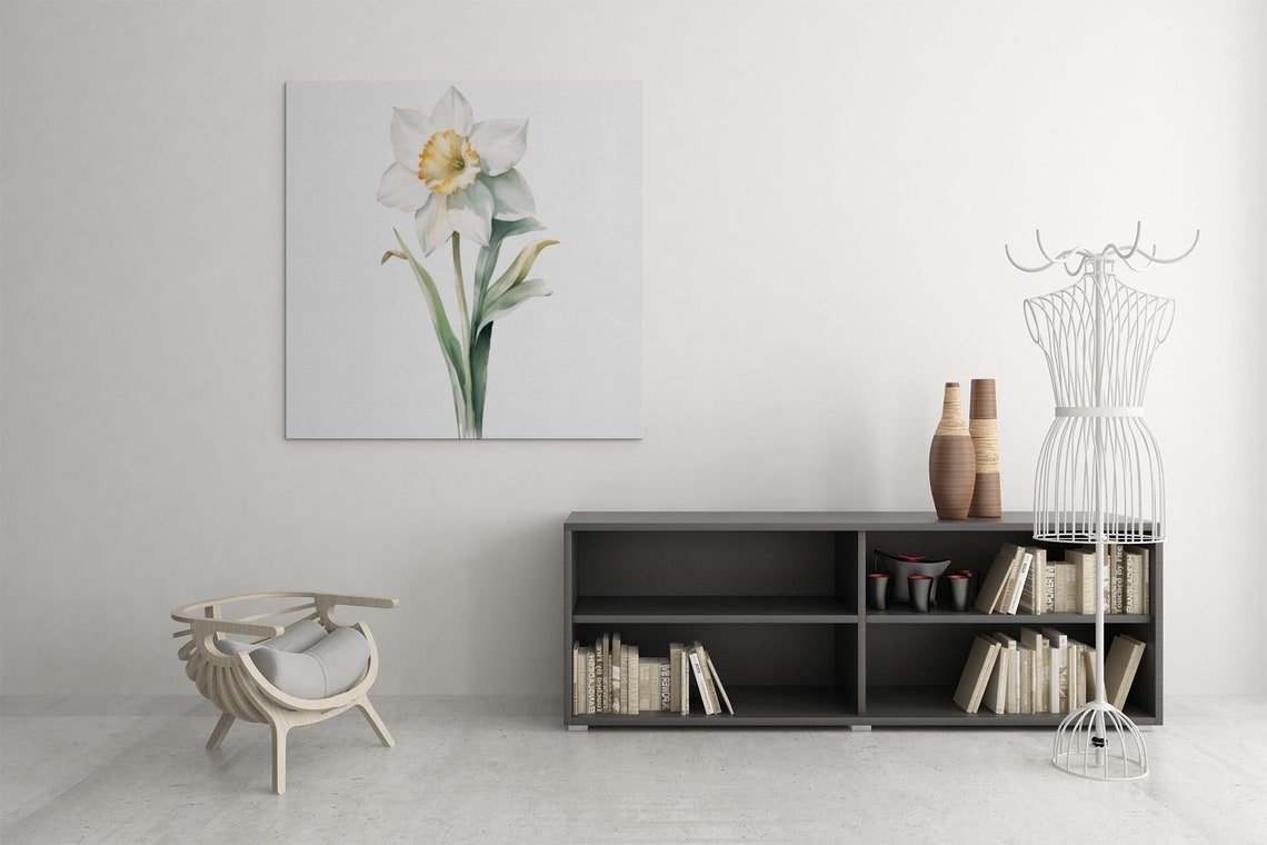 White Narcissus Single Bloom Watercolour Botanical Flower Poster - Image 8