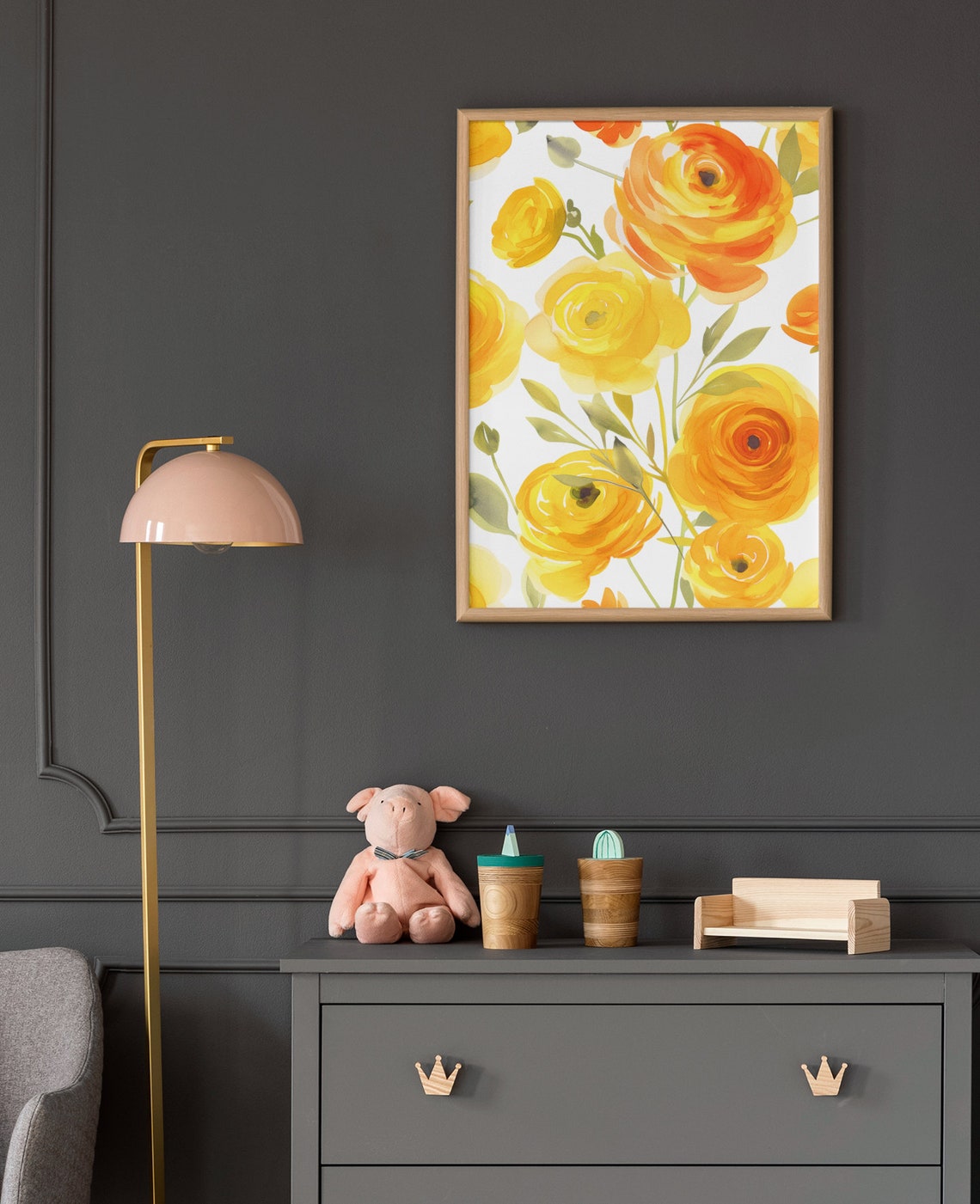 Orange Ranunculus Bloom Pattern Watercolour Botanical Flower Poster - Image 8