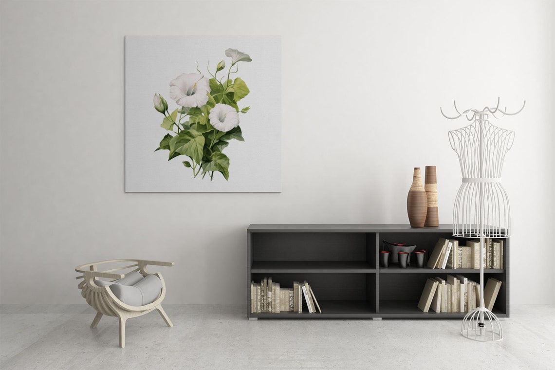 White Morning Glory Blooms Watercolour Botanical Flower Poster - Image 6