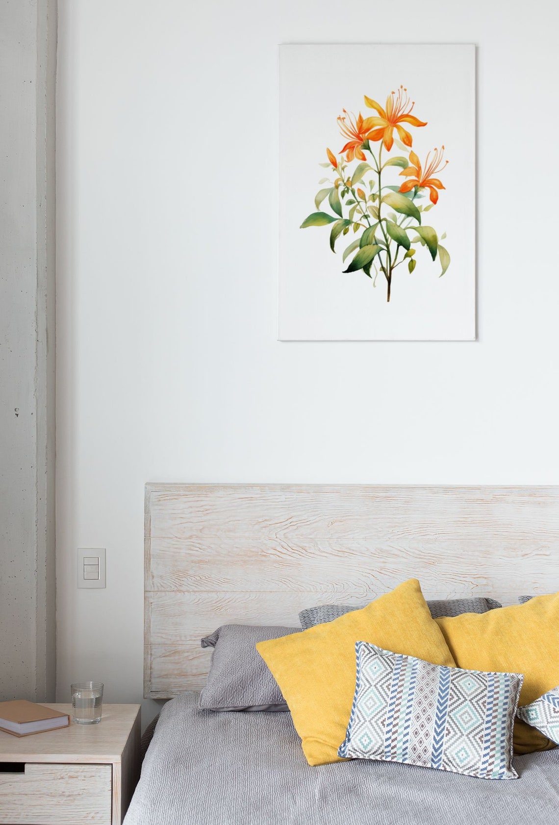 Orange Honeysuckle Sprig Delicate Watercolor Floral Botanical Poster - Image 8