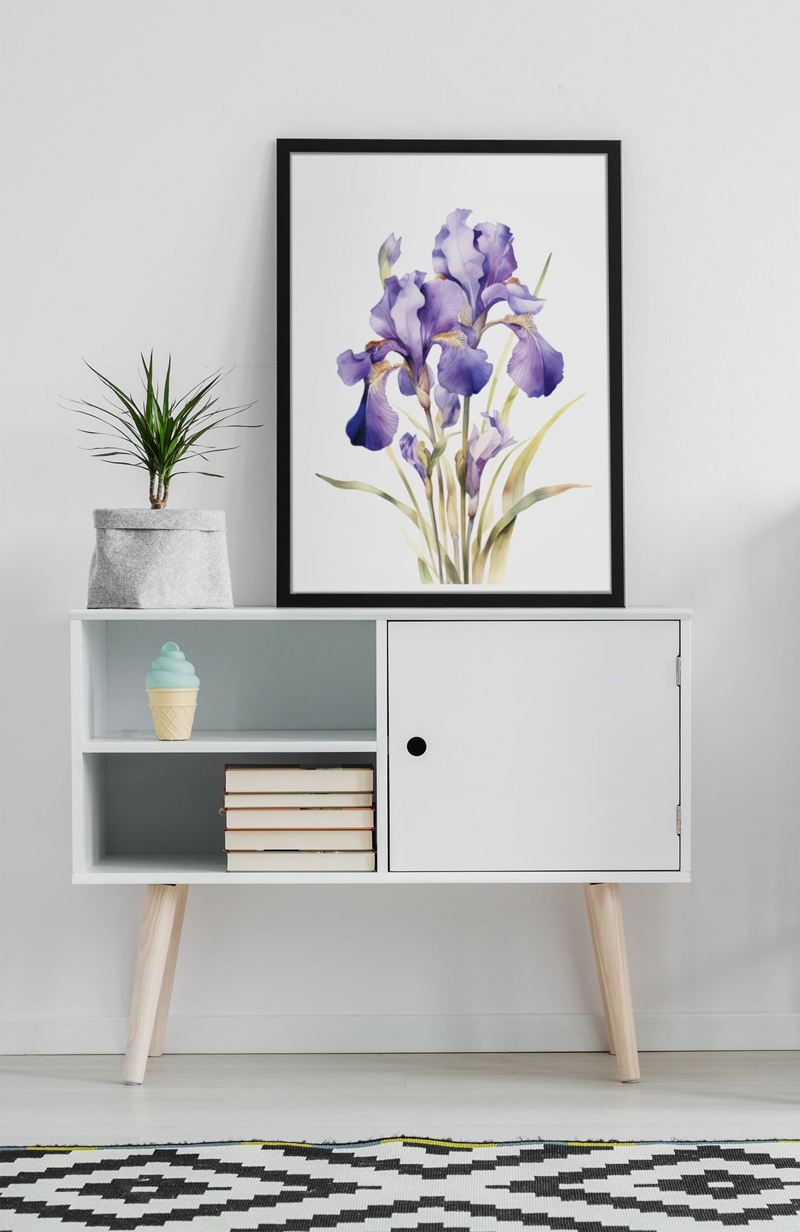 Purple Iris Bloom Cluster Luminous Watercolor Botanical Poster - Image 6