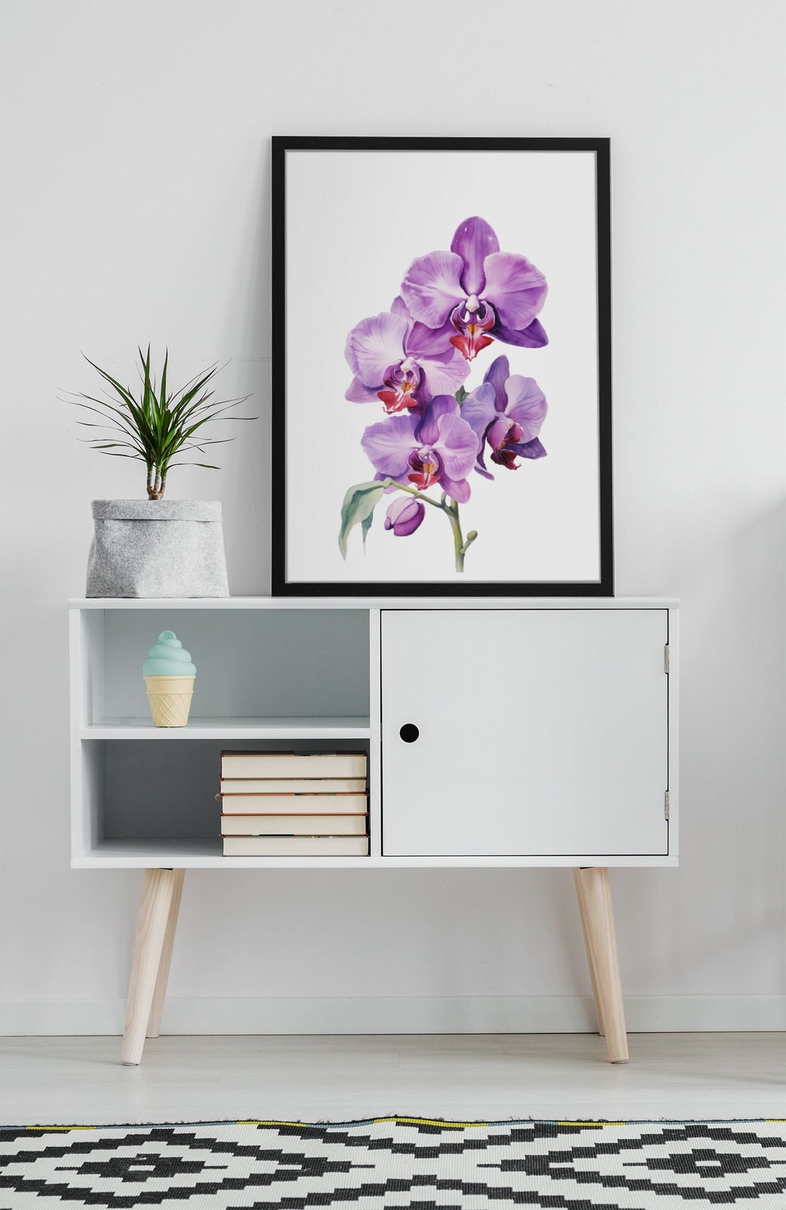 Purple Orchid Phalaenopsis Watercolour Botanical Flower Poster - Image 9