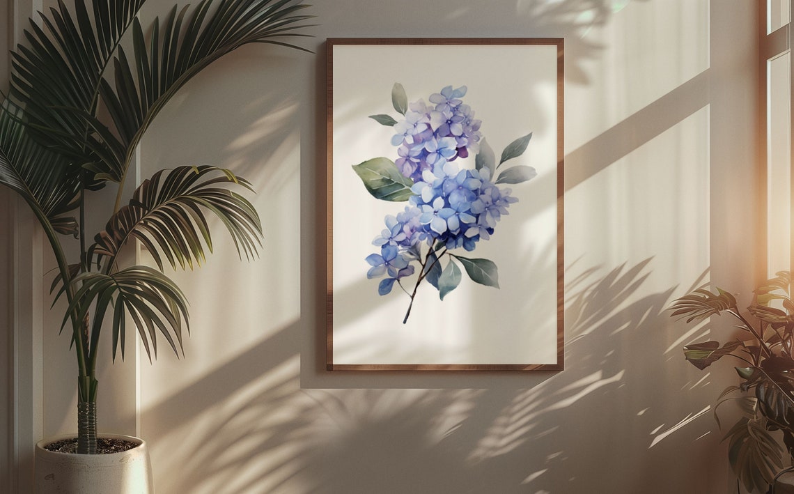 Blue Lilac Blossom Cluster Watercolour Botanical Flower Poster - Image 5