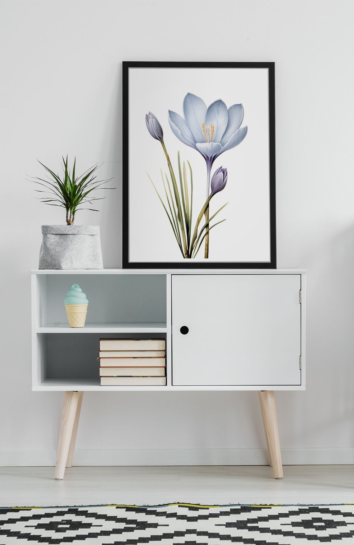 Blue Crocus With Buds Hopeful Fresh Watercolor Spring Art Poster - Image 8