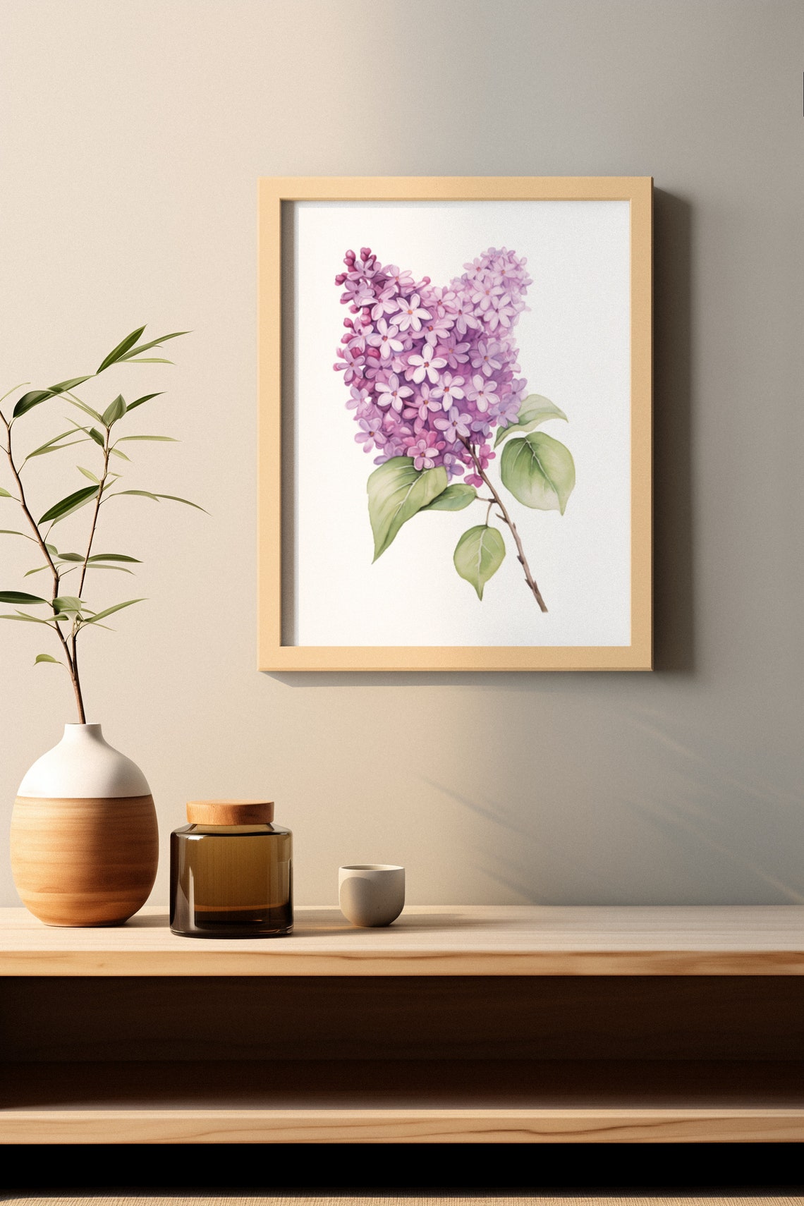 Pink Lilac Single Cluster Watercolour Botanical Flower Poster - Image 4