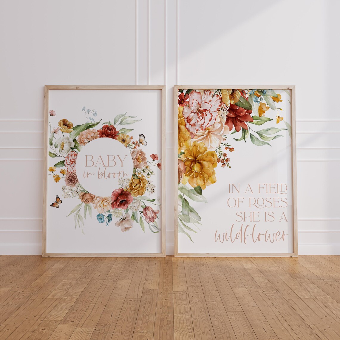 Baby In Bloom Wildflower Baby Shower Floral Quote Sign Set Poster - Image 2