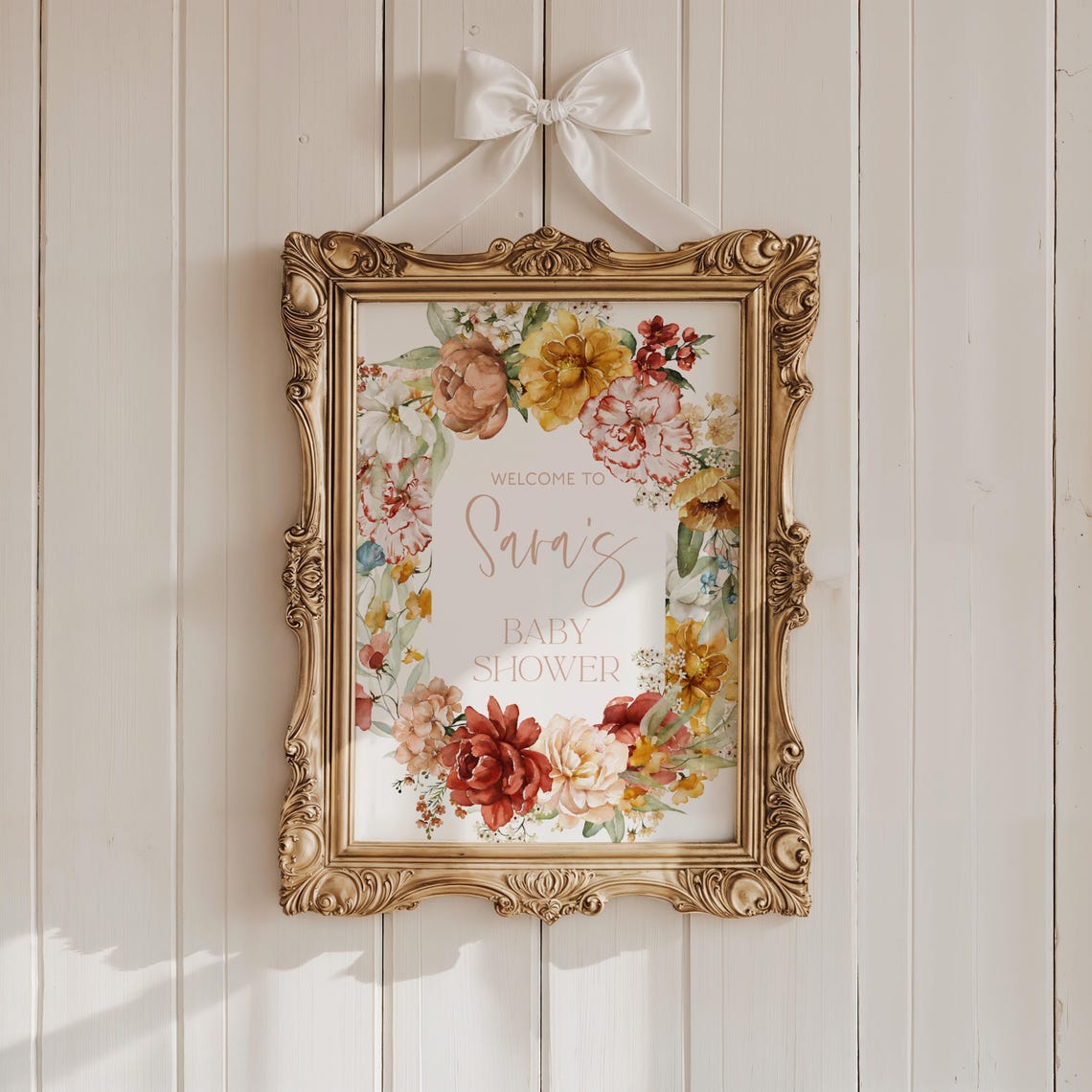 Wildflower Baby Shower Welcome Sign Personalized Floral Party Print - Image 2