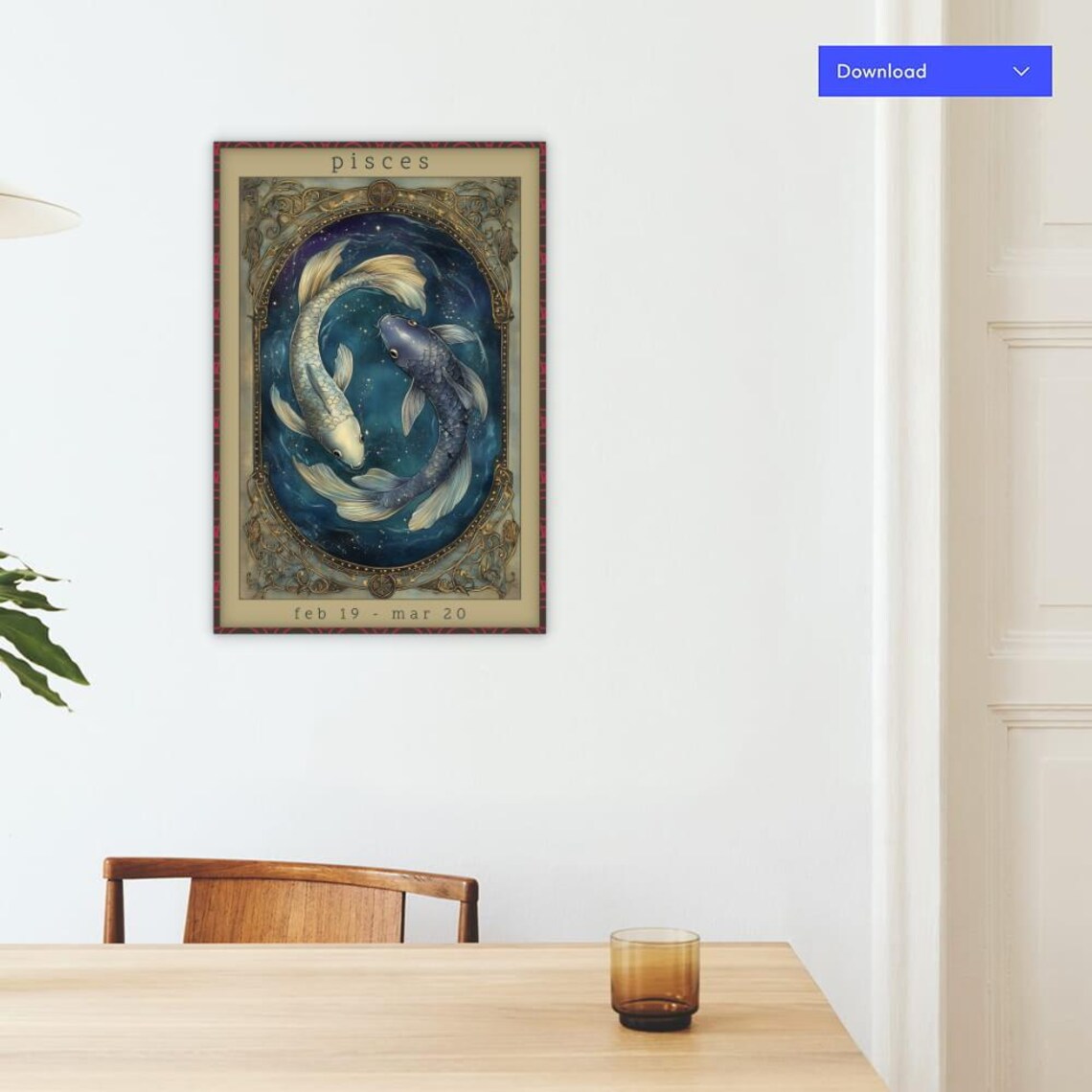 Pisces Zodiac Twin Koi Fish Circling in a Starry Night Sky Poster - Image 4