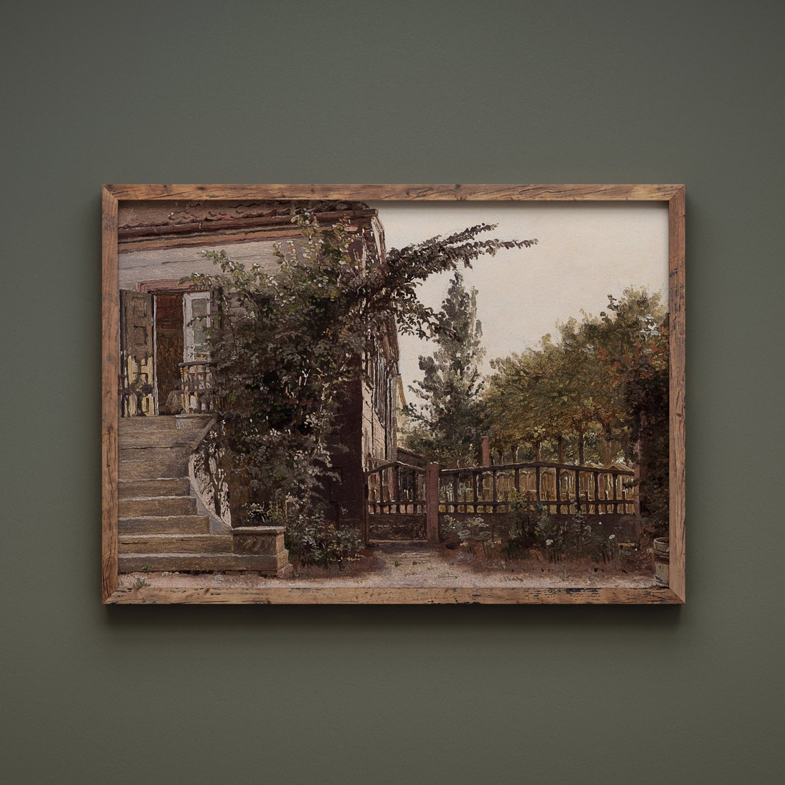 Vintage Farmhouse Wall Art Muted Oil Painting - Image 2