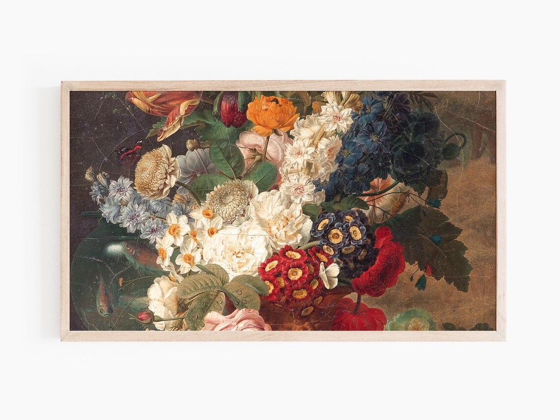 Spring Flowers Bouquet Classic Oil Art Print - Image 2