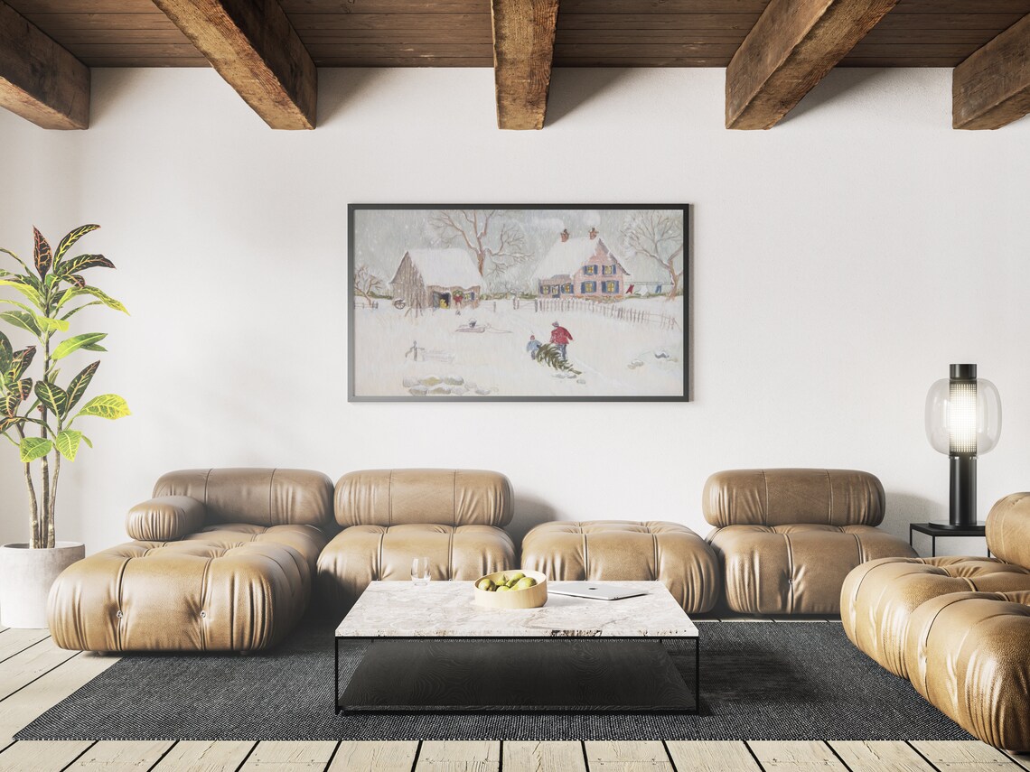 Winter Village Painting Christmas Season Art Print - Image 3