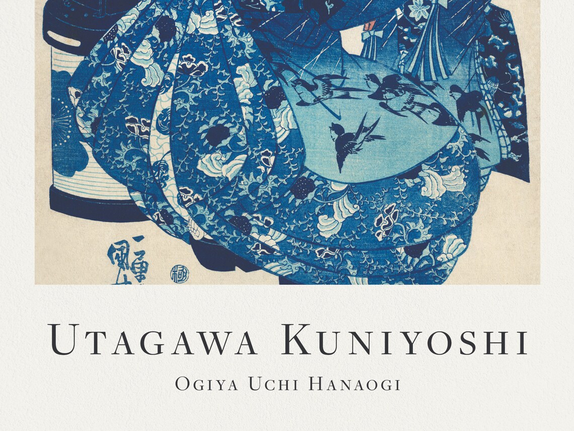 Utagawa Kuniyoshi Ogiya Uchi Hanaogi Geisha Cherry Blossom Print - Image 2