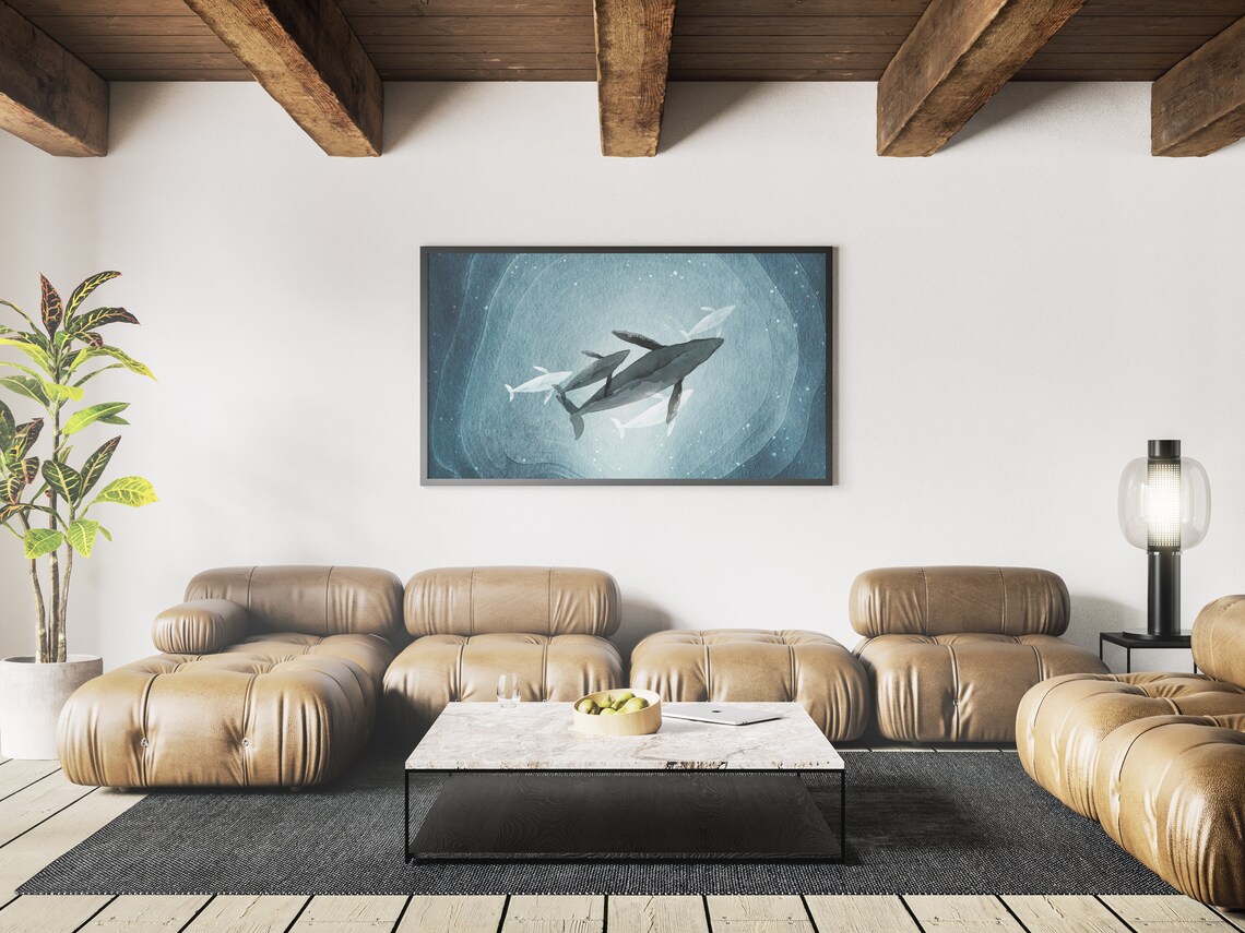 Humpback Whale Watercolor Underwater Art Print - Image 2
