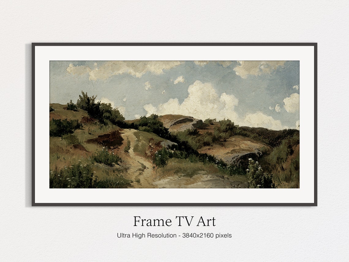 Winding Dirt Road Rolling Green Hills Vintage Landscape Print - Image 4