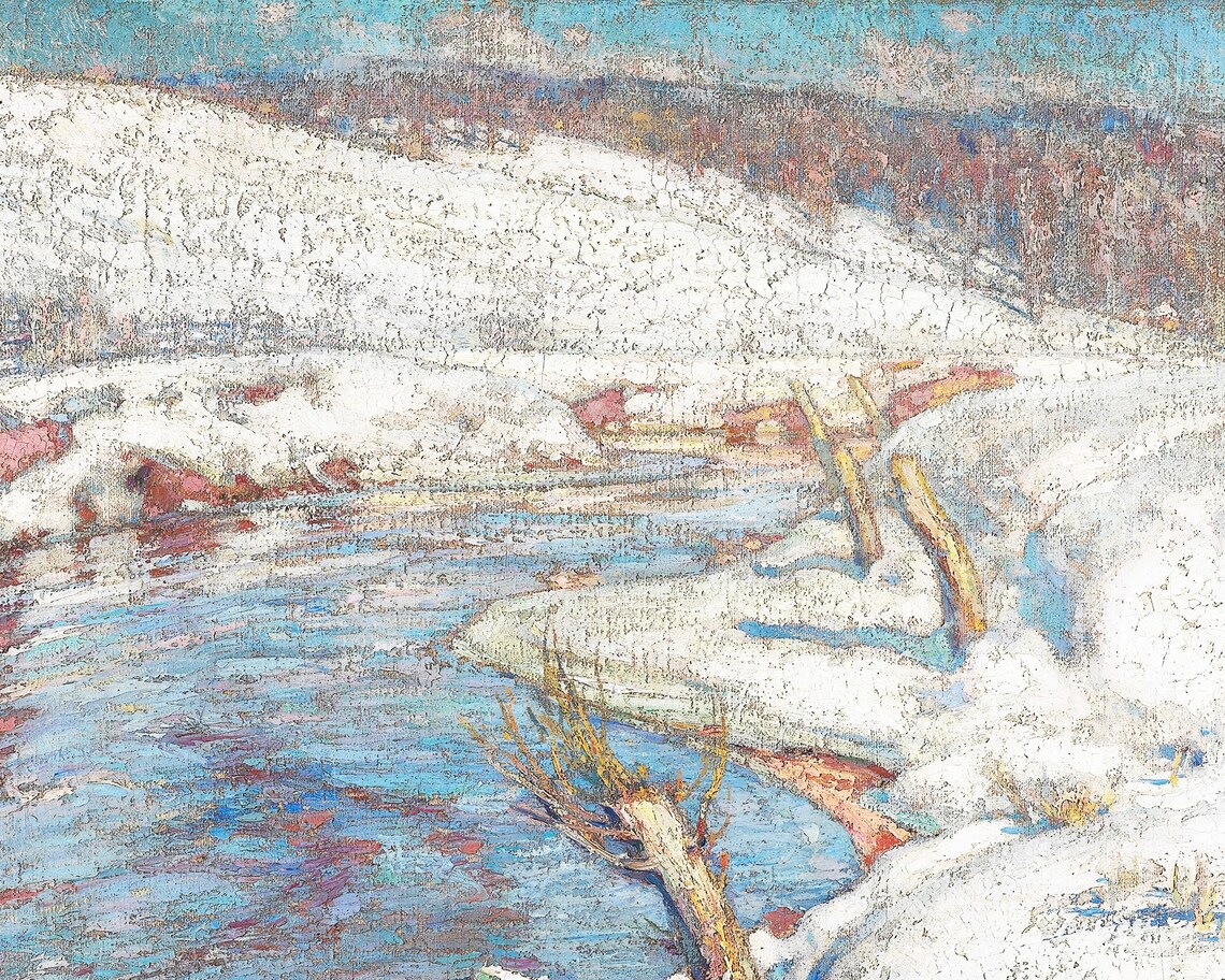 Christmas Time Winter Scenery Oil Art Print - Image 2