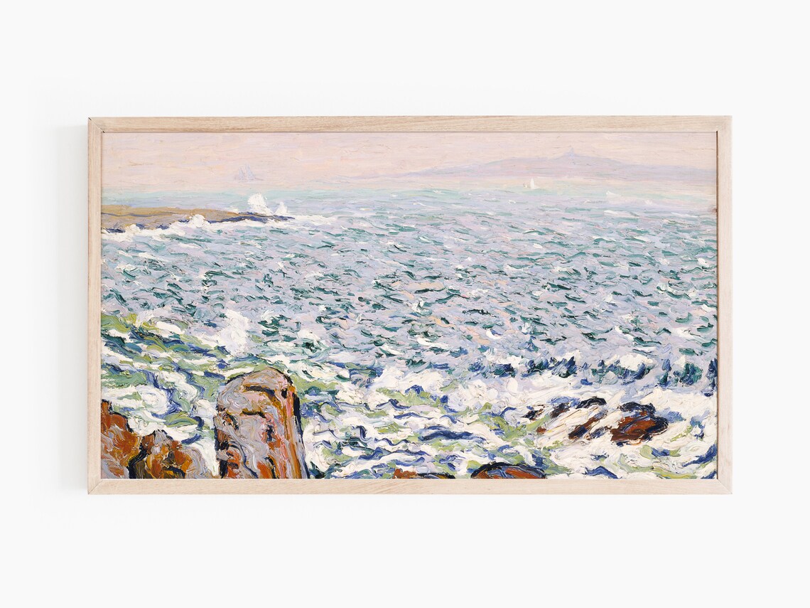Surf Breaking In Cranberry Island, Classic Oil Print - Image 3