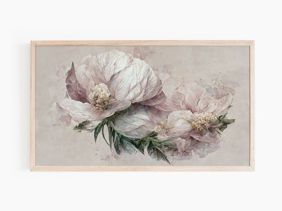 Blush Pink Peonies Close Up Soft Floral Botanical Watercolor Art Print - Image 3