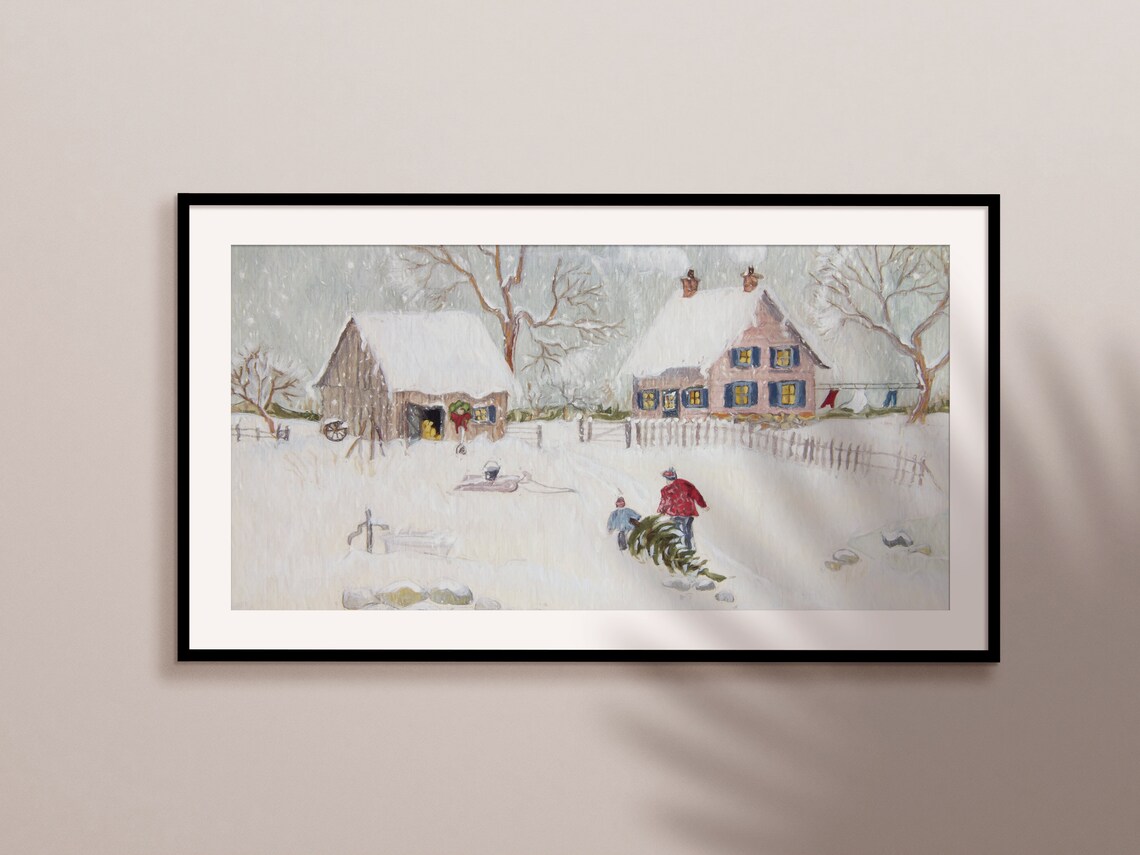 Winter Village Painting Christmas Season Art Print - Image 2
