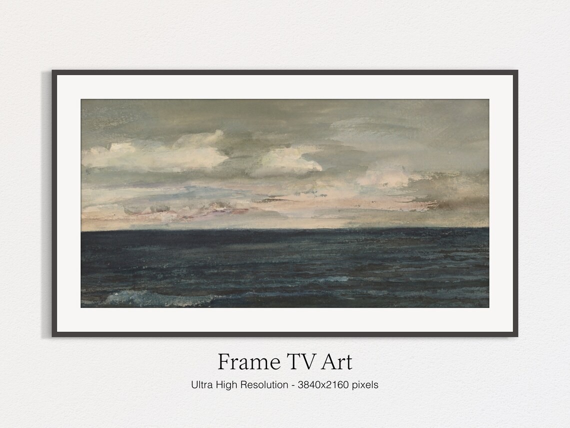 Vintage Sea Coast Oil Painting Art Print - Image 2