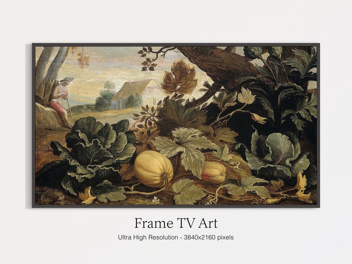 Thanksgiving Vintage Pumpkin Moody Oil Painting Art Print - Image 4