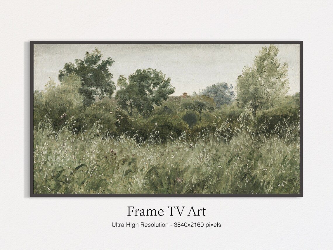 Vintage Landscape Painting Art Print, Frame TV Art