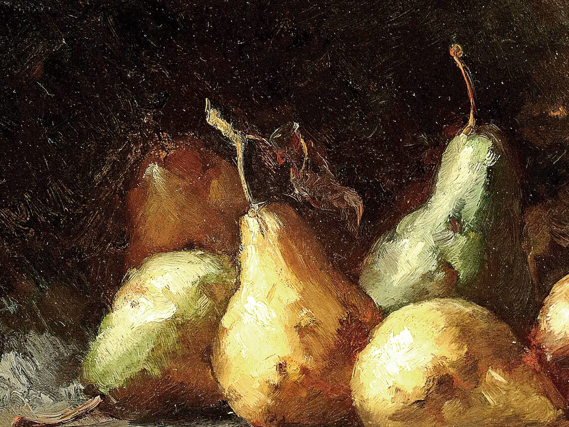Classic Pears Painting, Moody Fall Still Life Art Print - Image 2