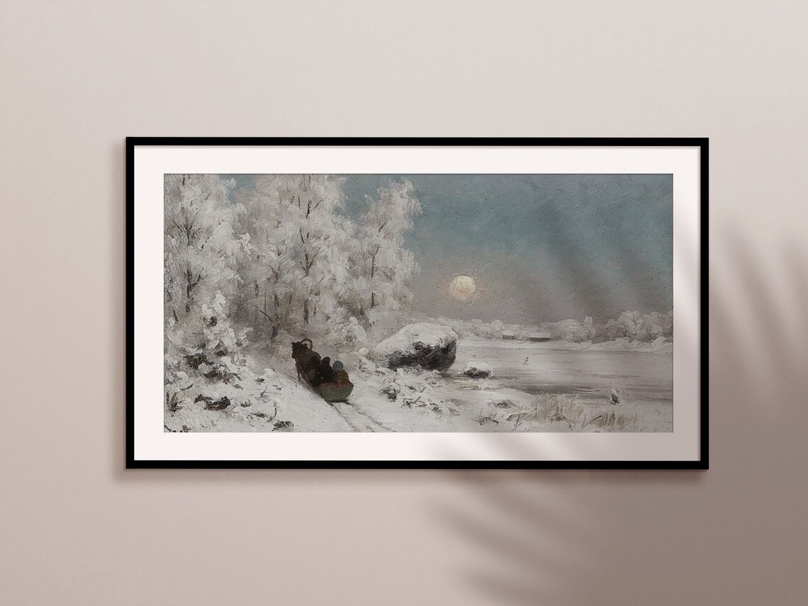 Winter Vintage Painting Art Print for TV Decor - Image 2