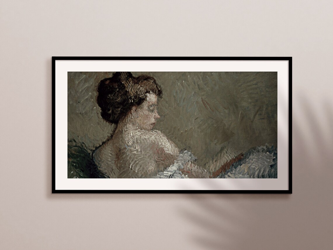 Moody Vintage Woman Portrait Painting Impressionist Wall Art Print - Image 2