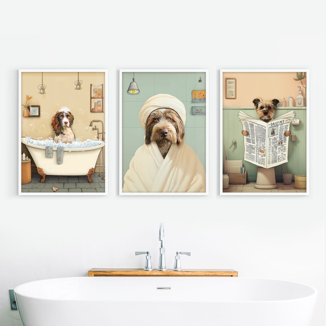 Custom Funny Dog Portrait, Bathroom Wall Art Print - Image 3