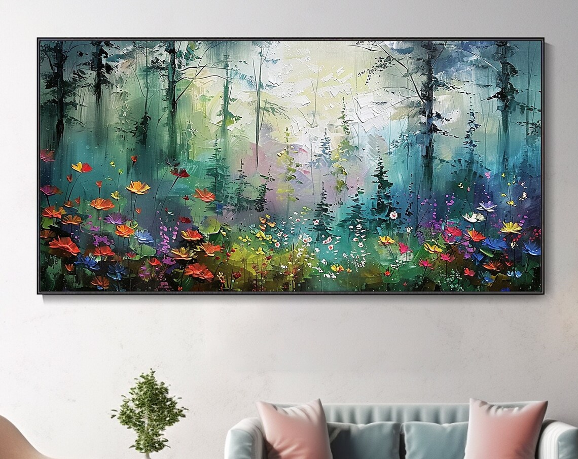 Personalized Blue Green Forest Landscape Art Print