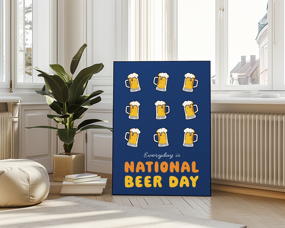 Everyday Is National Beer Day Funny Beer Mug Grid Bar Wall Art - Image 4