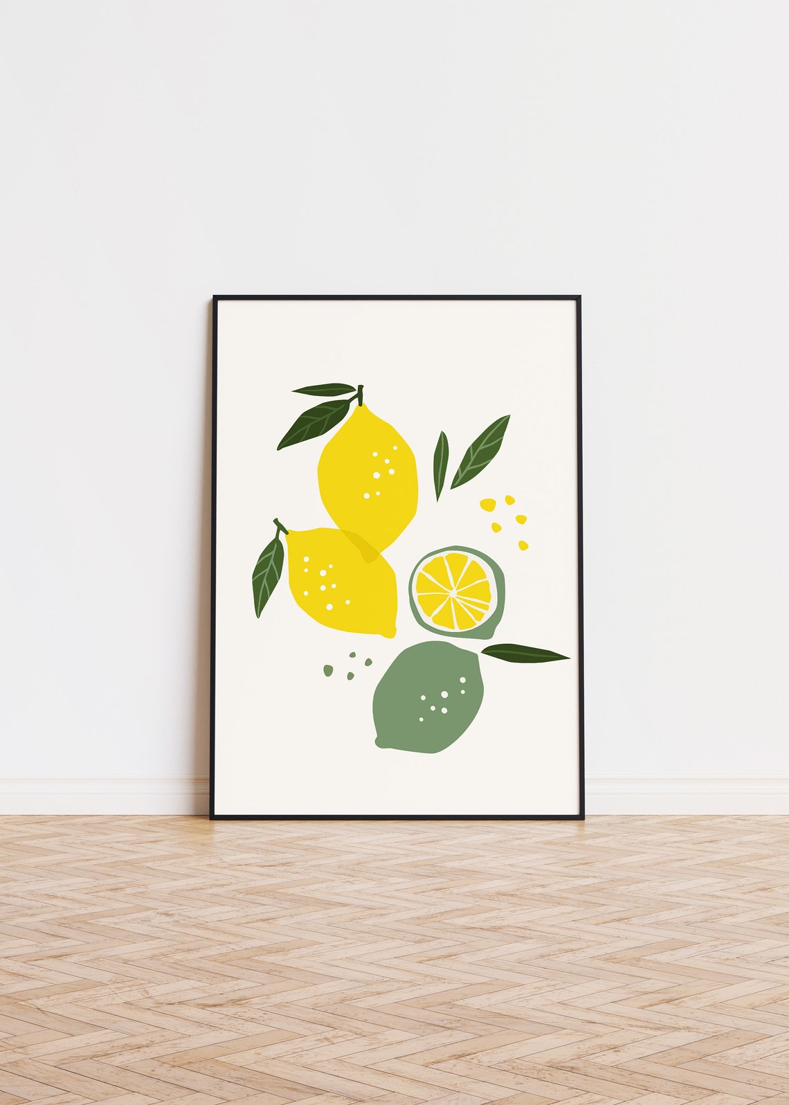 Bright Yellow Lemons Minimalist Citrus Kitchen Fruit Art Poster