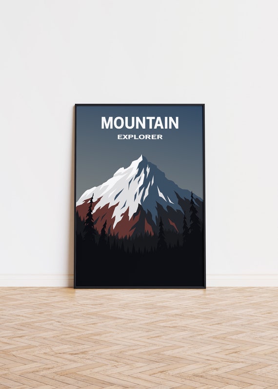 Mountain Explorer Poster Unique Trendy Wall Art Printed