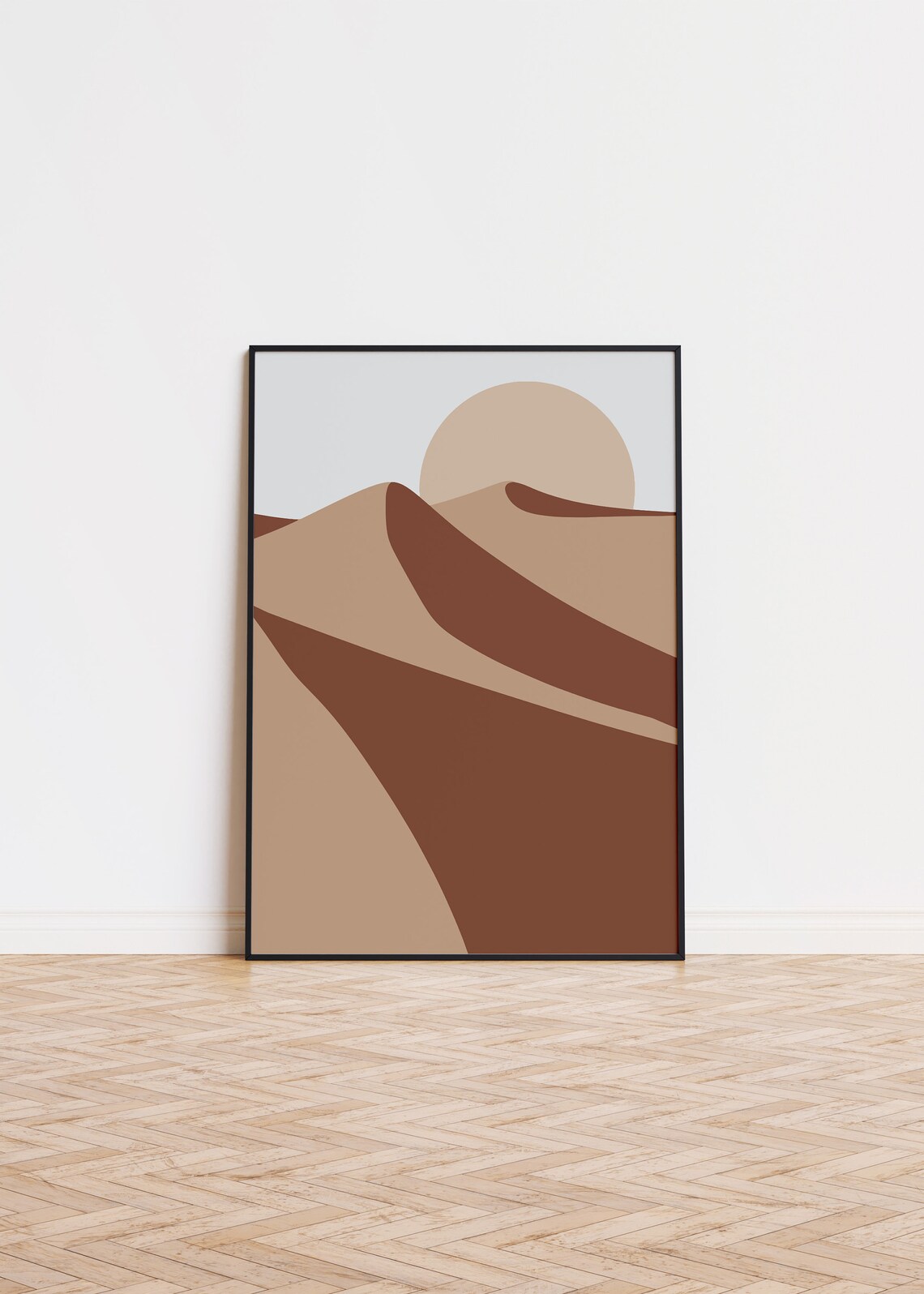 Desert Dunes Minimalist Sun Terracotta Sand Abstract Landscape Poster