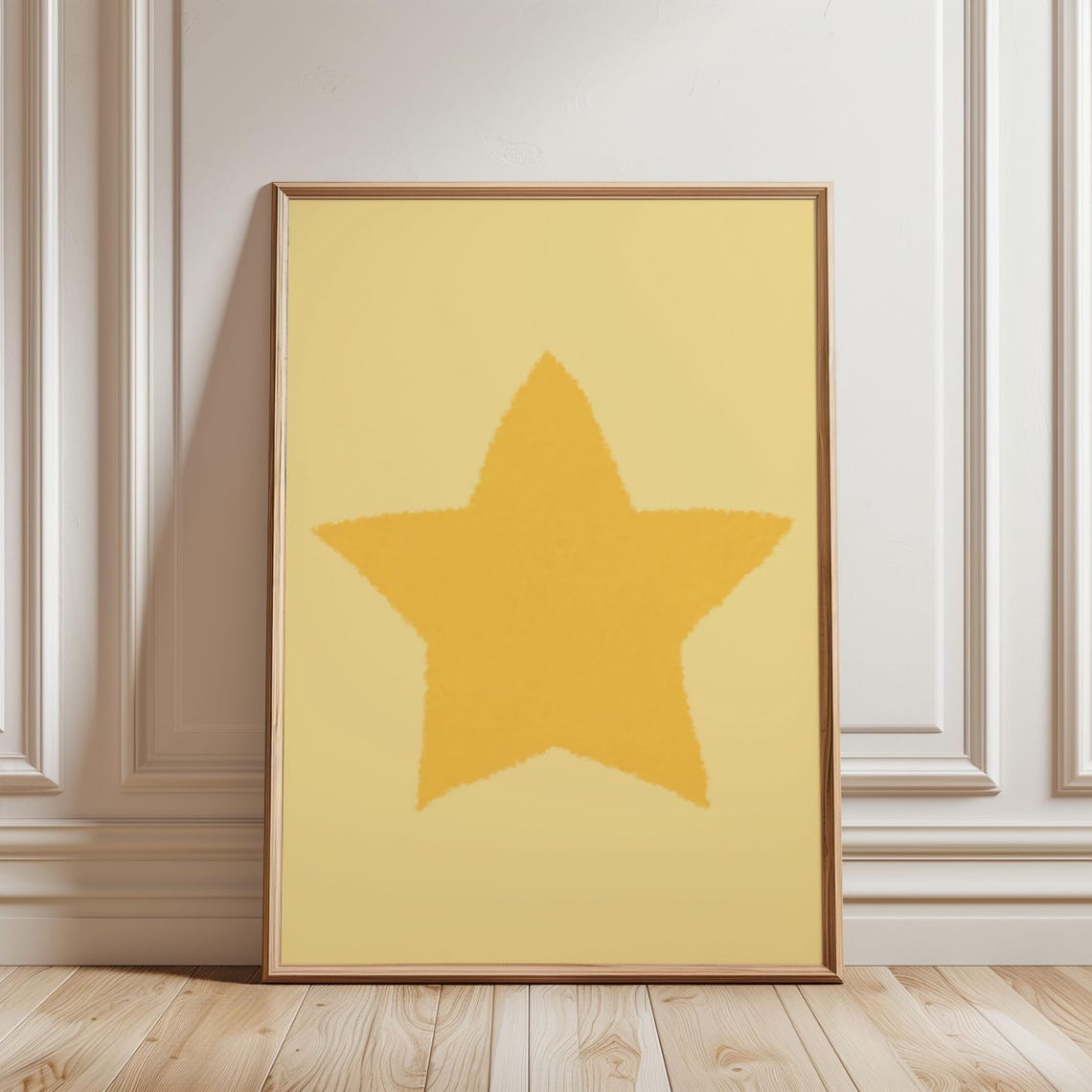 Textured Yellow Star on Pale Yellow Minimalist Geometric Wall Art