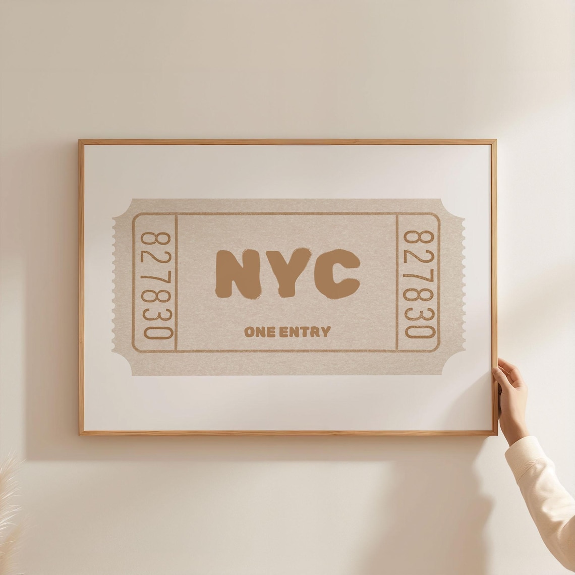 NYC Vintage Ticket Stub One Entry Retro Typography Travel Poster