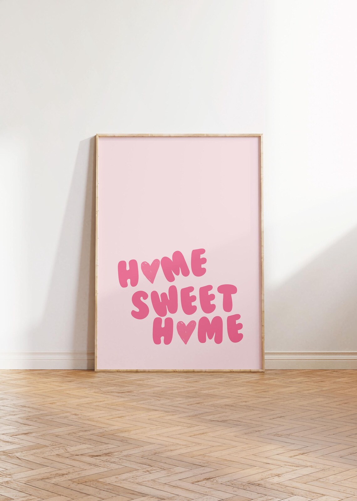 Home Sweet Home Pink Heart Typography Retro Wall Decor Poster