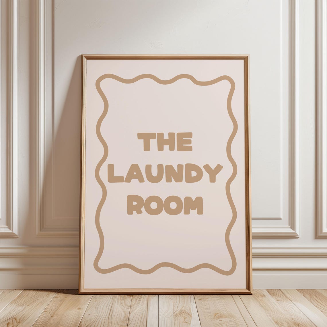 The Laundy Room Beige Wavy Border Minimalist Typography Poster