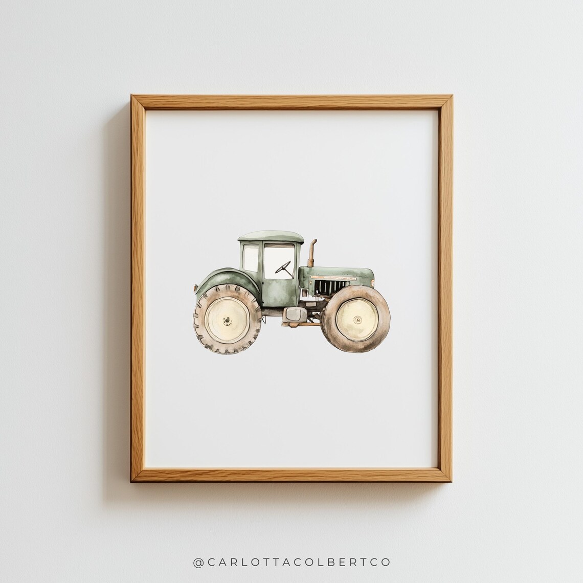 Green Tractor Print, Vintage Boys Nursery Decor