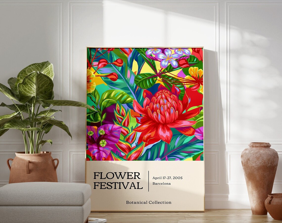 Barcelona Flower Festival 2005 Colorful Botanical Exhibition Poster