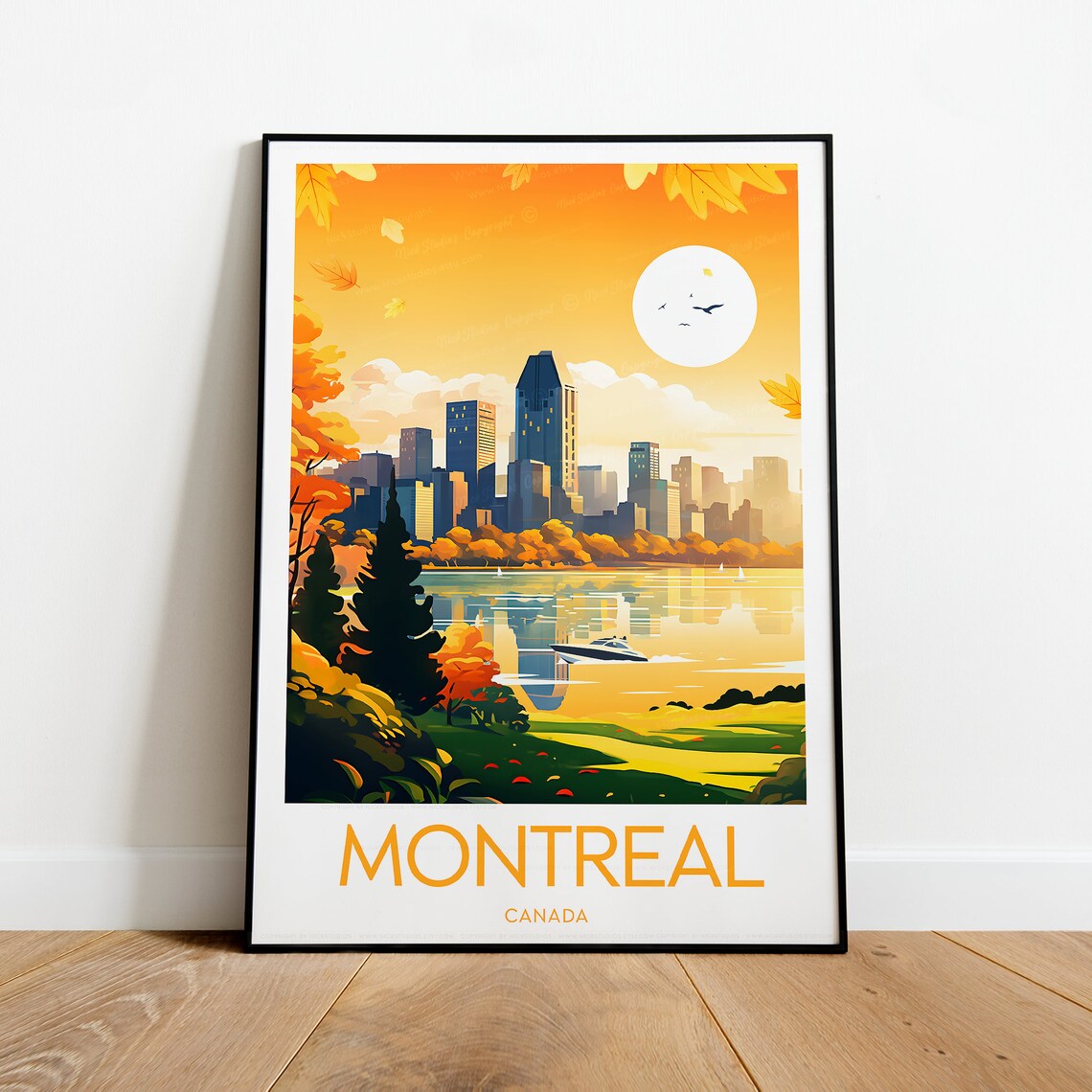 Montreal Autumn Skyline Reflected in the St Lawrence River Poster - Image 2