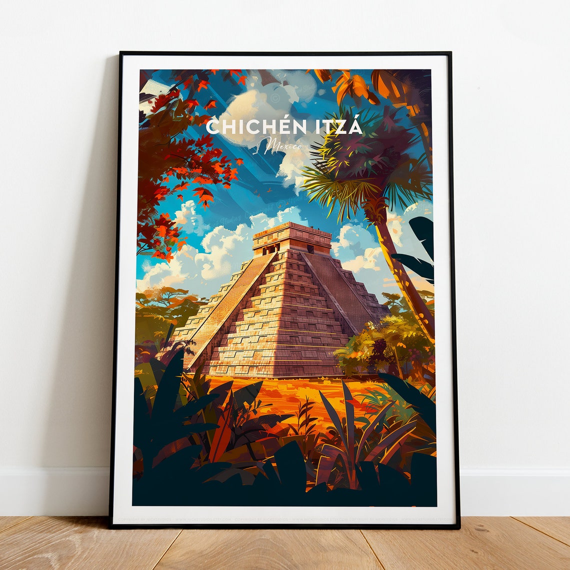 Chichen Itza Mexico Ancient Maya Pyramid Jungle Travel Poster - Image 2
