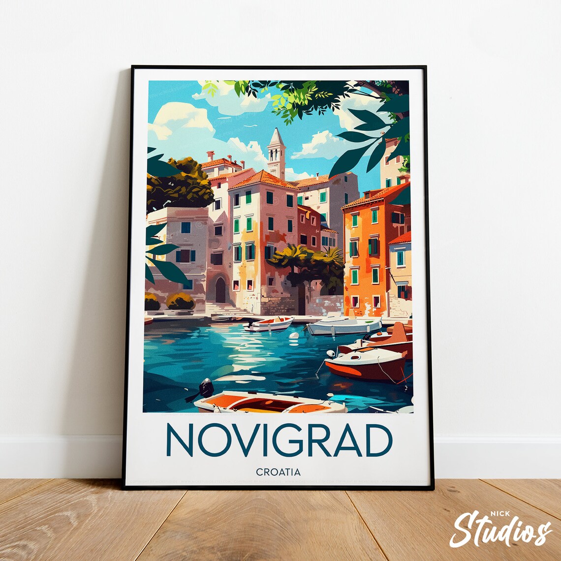 Novigrad Croatia Fishing Harbor Boats Colorful Houses Istria Poster