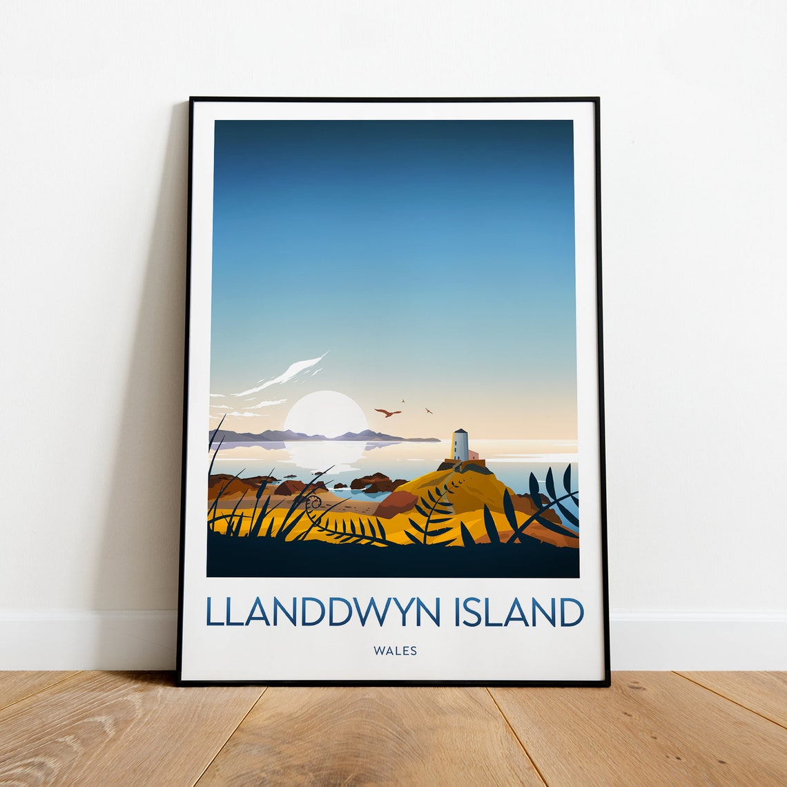 Llanddwyn Island Wales Lighthouse Golden Sunset Coast Poster