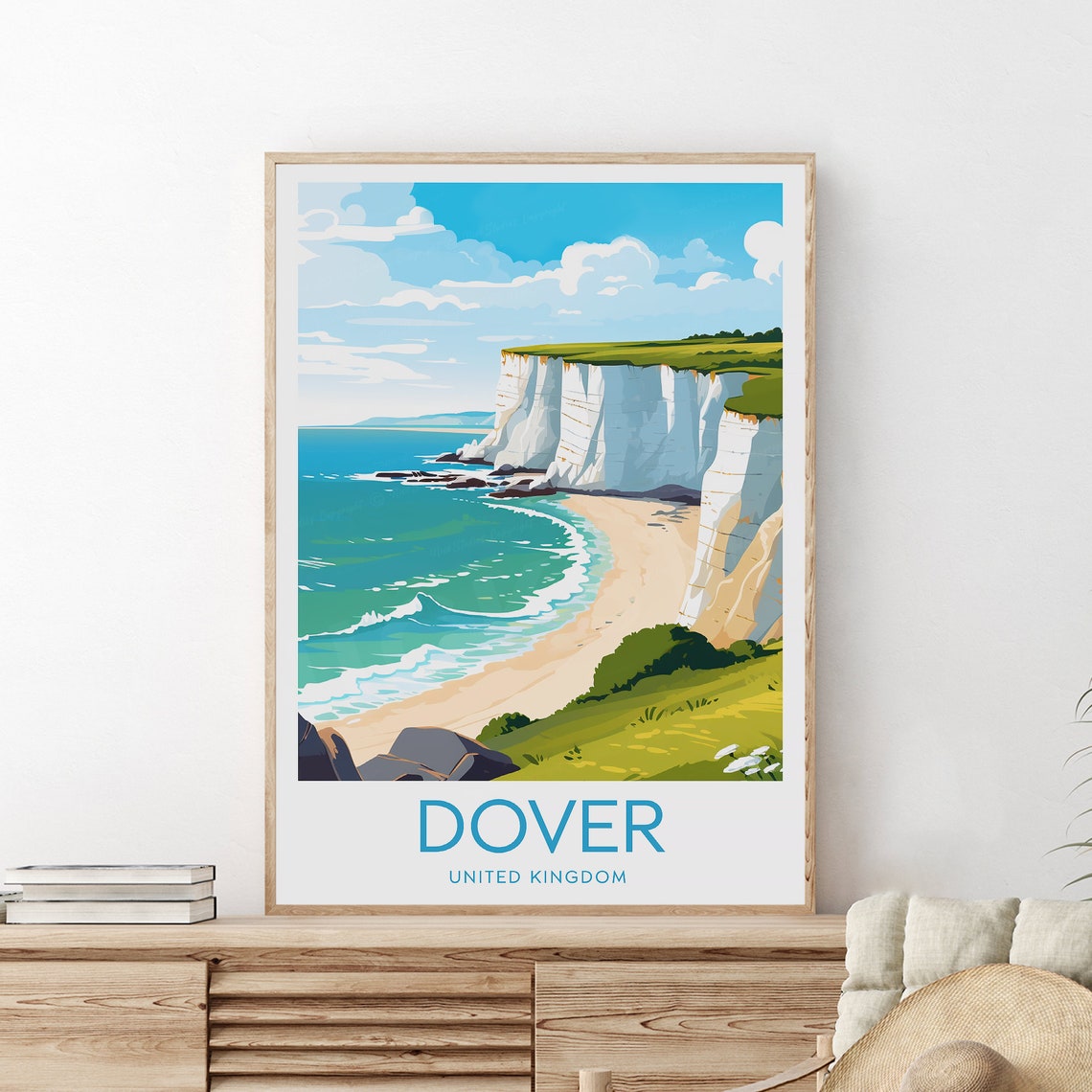 Dover England White Cliffs Beach Turquoise Coast Seascape Poster