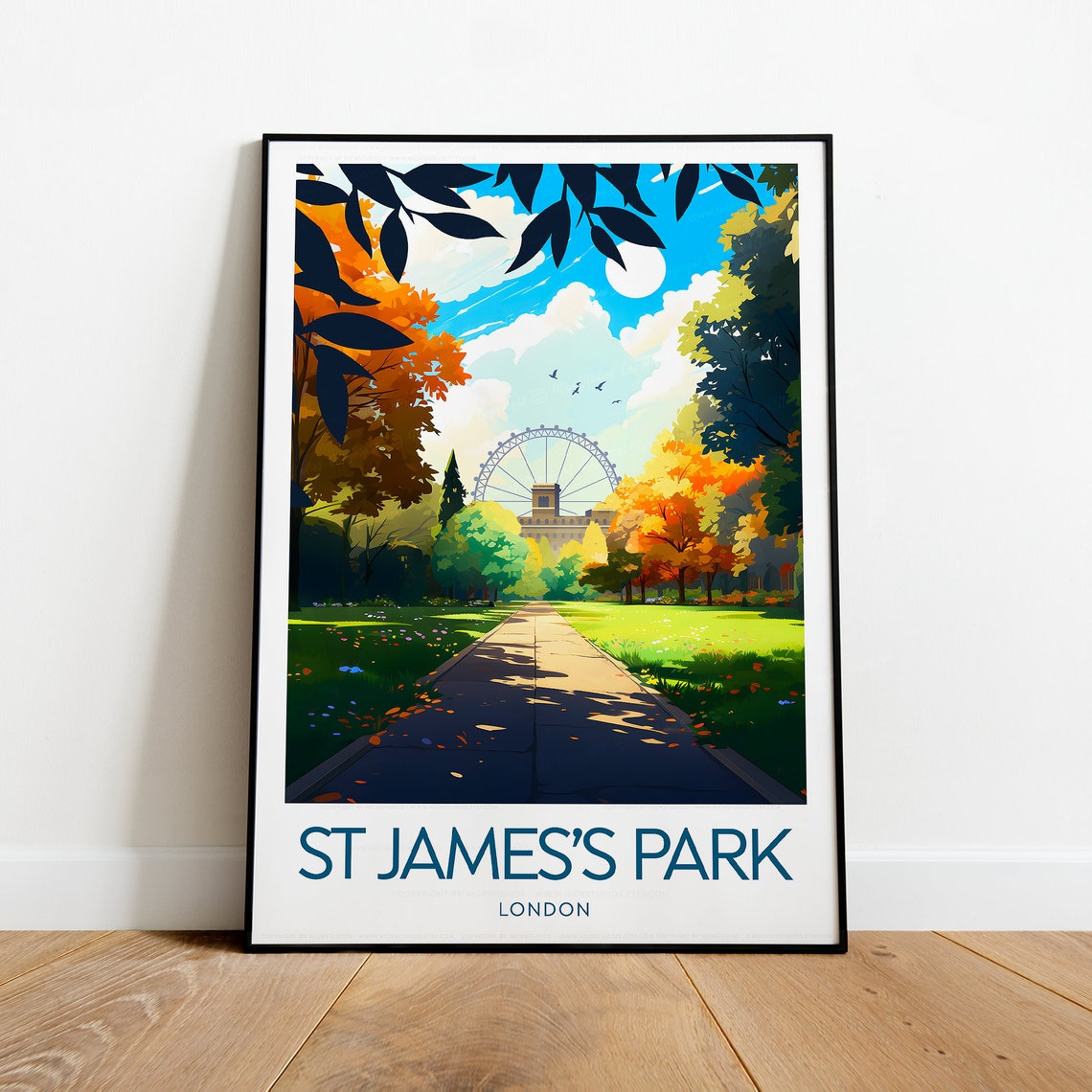 St James's Park London Eye View Through The Trees Travel Poster