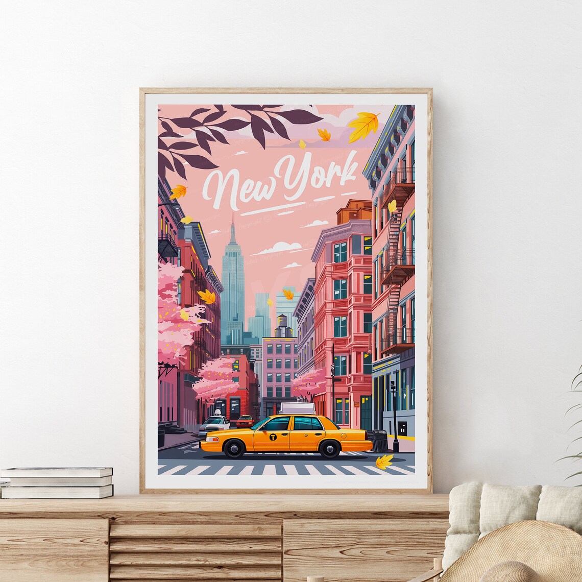 New York City Yellow Taxi Street with the Empire State Poster - Image 2