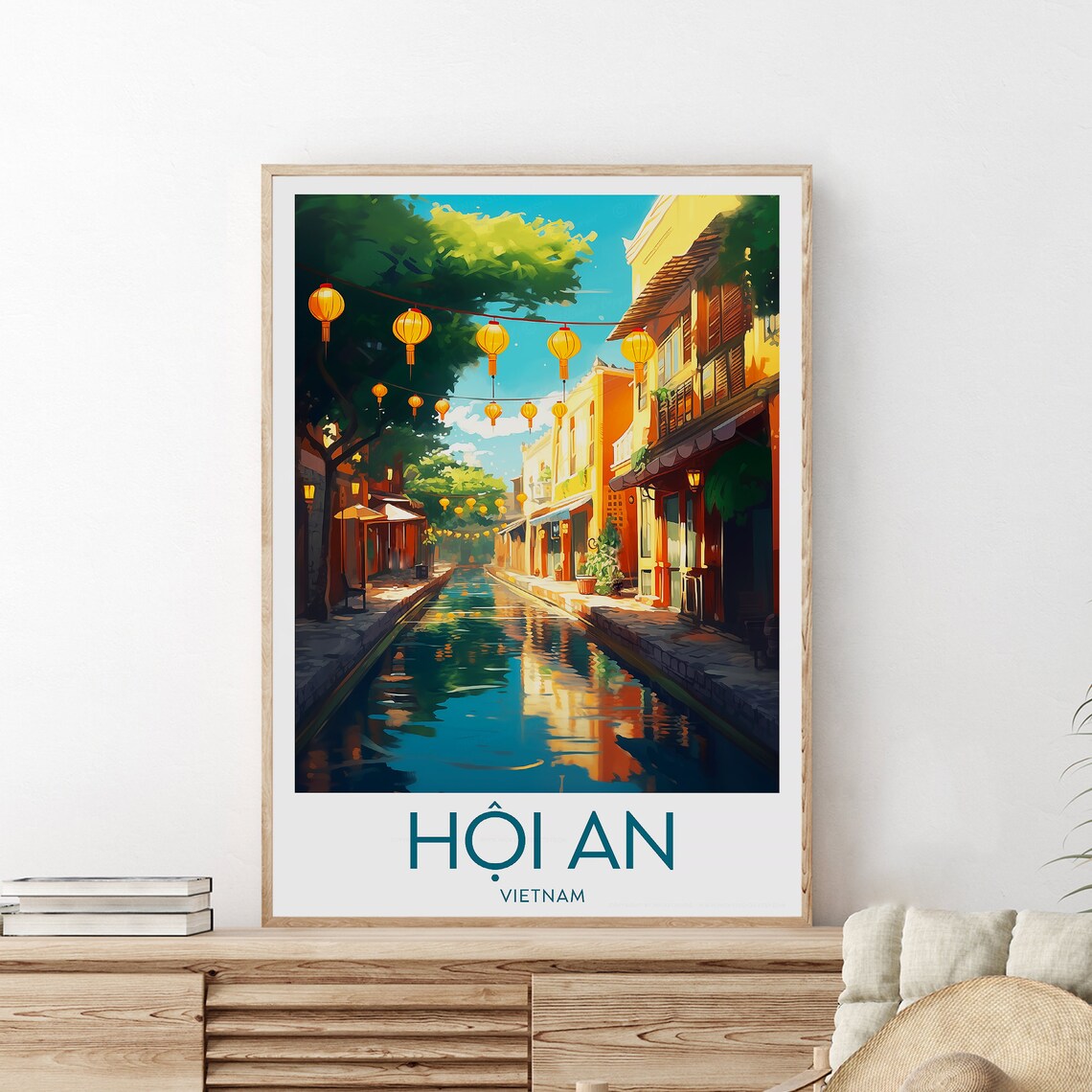Hoi An Vietnam Lantern Canal Ancient Street Night Scene Poster - Image 2